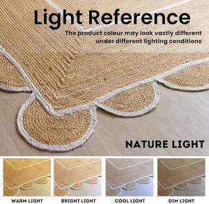 Alfombra de Yute Natural Hecha a Mano, Alfombra de Yute Trenzada Hecha a Mano, Alfombra de Yute Personalizada, Kilim, Alfombra de Cáñamo Natural con Diseño Floral, Decoración para el Hogar y Hoteles - Product Image 5