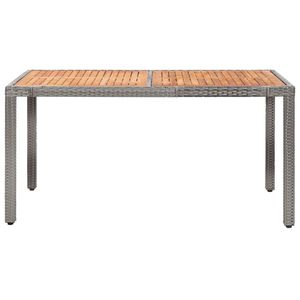 Outdoor <b>Dining</b> <b>Set</b> <b>Grey</b> 6 Seater Rattan Garden Furniture Teak <b>Table</b> Contemporary Style - Product Image 3