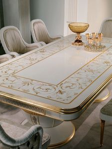 LIVE EDGE STUDIO Model 095 European Style Luxury Rectangle Marble <b>Dining</b> <b>Table</b> Gold Trim Handmade Modern Design 6 Home Furniture - Product Image 1