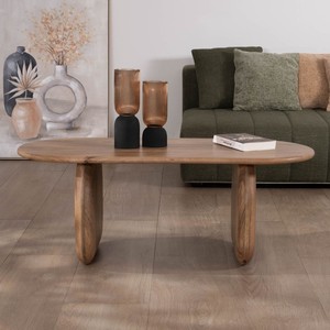 Mesa de centro de diseño Vandana Golden Grain en madera de mango - Product Image 1