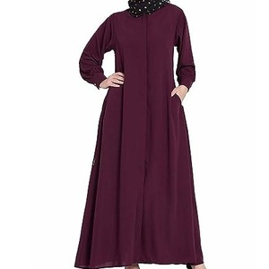 New Arrival Womens Abaya <b>Long</b> Sleeve Jubba Moroccan Abaya Breathable Straight Sequin Printing Hijab Abayas With Custom Logo - Product Image 6