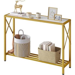 Mesa Consola Estrecha de 2 Niveles y 41.8 Pulgadas con Estantes para Entrada, Mesa de Sofá para Sala de Estar, Vestíbulo, Pasillo de Entrada - Product Image 1