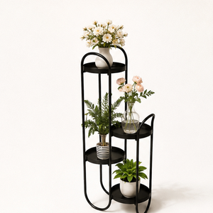 Soporte de Metal de 4 Niveles para Plantas, Exhibidor de Macetas Moderno de Hierro Forjado, Estante Escalonado para Interiores - Product Image 5