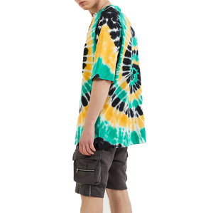 Tie Dye เสื้อยืดคอกลมแขนสั้นสำหรับทุกเพศผ้าฟลีซผ้าฝ้ายเป็นมิตรกับสิ่งแวดล้อมปรับแต่งได้ทรงหลวม - Product Image 5