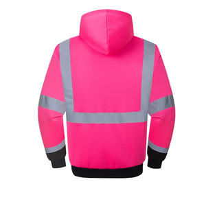 High Visibility Reflective Safety Hoodie Full Zip <b>Work</b> Jacket Detachable Hood <b>Waterproof</b> Breathable Hoodie OEM Safety Workwear - Product Image 3