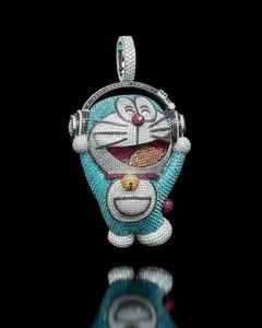 Colgante de personaje de dibujos animados popular con incrustaciones de diamantes para fiestas de hip hop, colgantes y dijes de joyería fina de plata de ley 925 - Product Image 1