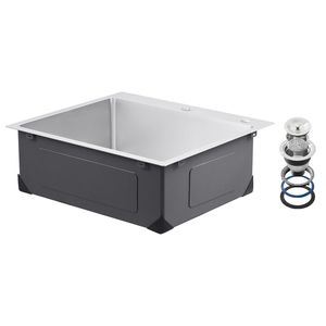 Lavello da cucina a incasso da 25 pollici in acciaio inossidabile 304 con vasca singola e valvola in ottone, stile Farmhouse - Product Image 3