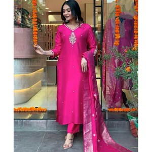 Party Wear Elegante Top y Bottom Set con bordado Dupatta XL Tamaño - Product Image 4