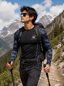 Haut de compression à manches longues pour homme, séchage rapide, pour entraînement sportif et fitness, motif camouflage bleu - Product Image 6