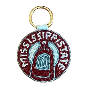 Llavero y accesorio para bolso con diseño de cerezas, bordado con cuentas de colores rojo y verde, de la India. - Product Image 3