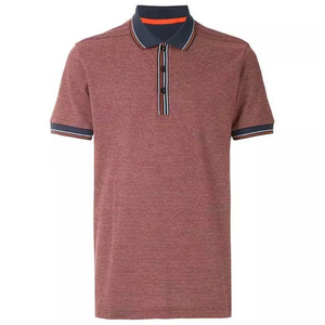 Polo de Manga Corta Color Granate para Hombre, Tejido de Algodón, Estilo Casual, Cierre de Botones, Antiarrugas, Corte Regular - Product Image 1