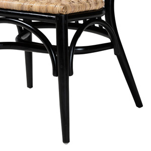 Chaise de salle à manger Diorase en rotin massif de style moderne du milieu du siècle, avec assise tressée et dossier en bois, pour la maison, la salle à manger, le café, le restaurant - Product Image 5