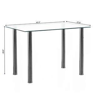 Replace 65542081 4-Seater Simple Rectangular <b>Clear</b> Glass Dining <b>Table</b> with Tempered Glass Stainless Steel Legs 110 70 75cm Sizes - Product Image 2