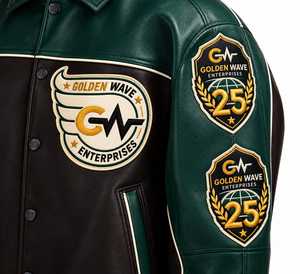 Men's Genuine Leather Varsity Bomber <b>Jacket</b> Custom Logo Embroidered <b>Vintage</b> <b>Racing</b> <b>Jacket</b> Color Streetwear Fashion Wear <b>Jacket</b> - Product Image 4