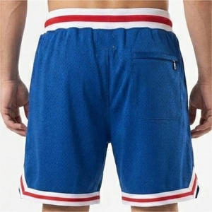 Shorts de basket-ball classiques pour hommes, noirs, avec logo brodé personnalisé, double couche de maille, vêtements de sport respirants pour l'été - Product Image 5