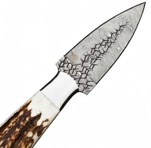 Outil utilitaire personnalisé avec manche en véritable bois de cerf, bolster poli et acier Damas fixe - Product Image 5