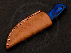 Cuchillo de caza, camping y supervivencia hecho a mano con hoja fija de acero de Damasco, mango de madera, soporte OEM, cuchillos personalizados. - Product Image 3