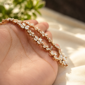 Yellow Gold Plated Flower Moissanite <b>Necklace</b> for Women Round Cut Diamond Wedding Bridal <b>Statement</b> <b>Necklace</b> - Product Image 6