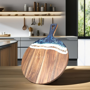 Tabla de cortar de queso de resina de bambú ecológica personalizada de alta calidad, bandeja de cocina de madera y plástico para cortar - Product Image 1