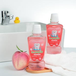 Dr. Papie Kids Mouthwash 2+ Safe Swallow Natural Peach Flavor Xylitol Gentle Oral Cleaning <b>Removes</b> <b>Plaque</b> Bacteria Fresh - Product Image 5