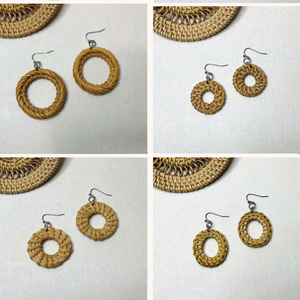 Eco Handmade Rattan <b>Earrings</b> Natural Woven Boho Jewelry TUYET DUNG Brand Wedding Made in Vietnam - Product Image 3
