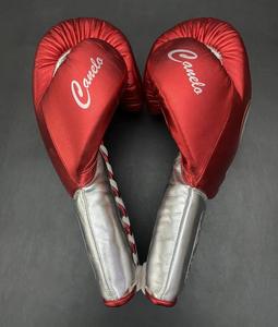 No Boxing No Life Canelo Guantes de Boxeo Rojos y Plateados de Cuero Vacuno Auténtico, Estilo Mexicano, con Cordones, Transpirables, Equipo de Entrenamiento para Adultos - Product Image 4