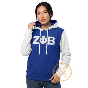 ออกแบบเสื้อฮู้ดดี้แบบมีฮู้ดสำหรับผู้หญิง Zeta Phi Beta ของคุณเองสำหรับฤดูหนาว เสื้อผ้าสั่งทำขายส่ง ระบายอากาศได้ดี ผลิตจากผ้าฝ้าย 100% - Product Image 1