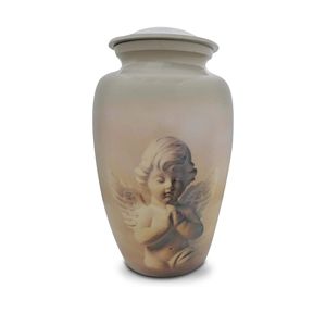 Urna Funeraria Moderna de Metal Impermeable para Cenizas Humanas, Urna Conmemorativa con Diseño de Ángel, Urna Duradera para Guardar Cenizas en el Hogar - Product Image 1