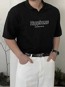 Polo de Hombre con Estampado de Letras en Tela Texturizada Negra, Verano - Product Image 5