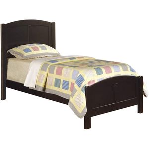 Letto singolo in legno nero con testiera e pediera uniche in legno di gomma, mobili per camera da letto per ragazzi - Product Image 3