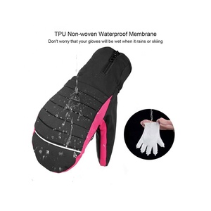 Gants de ski unisexes en cuir personnalisés, gants de sport pour hommes et femmes, mitaines de ski chaudes, mitaines de snowboard personnalisées pour les sports d'hiver - Product Image 4