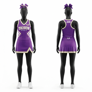 Uniforme de cheerleading à manches courtes en polyester antibactérien respirant de qualité supérieure 240g, blanc avec panneaux latéraux dorés, logo d'équipe personnalisé - Product Image 1