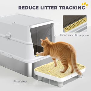 Lettiera per Gatti Chiusa in Acciaio Inossidabile di Grande Capacità, Misura XXL, Spazio Interno 20L, Realizzata in Plastica ABS - Product Image 4