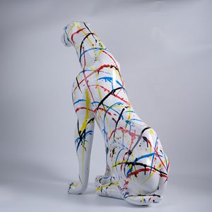 Grande moderno h31,5 pollici resina leopardo scultura altamente accattivante statue classiche per l'arredamento della casa e vari negozi Hall - Product Image 4