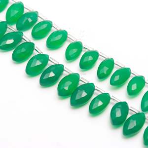 Cuentas facetadas de ónix verde AAA, cuentas de ónix verde natural con perforación lateral, 7x12-8x13MM, para la fabricación de joyería, venta al por mayor - Product Image 1