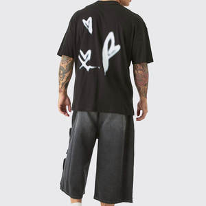 Camiseta de Verano Informal de Algodón de Manga Corta con Cuello Redondo Negra para Hombre, Logotipo Personalizado OEM ODM, Ropa al por Mayor - Product Image 3