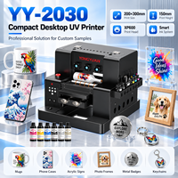 Printer UV 2030 untuk Akrilik, Mesin Flatbed Desktop A4 dengan Printhead XP600 untuk Papan Nama dan Produk Dekoratif