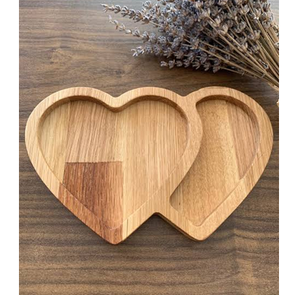 Plateau décoratif en bois en forme de cœur pour fruits secs, design rustique artisanal, pièce unique pour fêtes et événements - Product Image 1