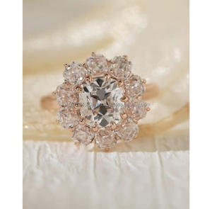 IGI/ Lab Grown <b>Cushion</b> Cut Diamond Vintage 14k White Gold Unisex Wedding/Engagement Ring Prong Setting Party-Worthy - Product Image 1