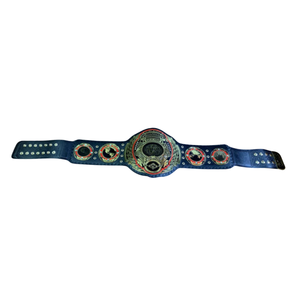 Ceinture de championnat de lutte mondiale plaquée argent avec design rouge et noir, sangle bleue, ceintures de titre de collection haut de gamme - Product Image 5