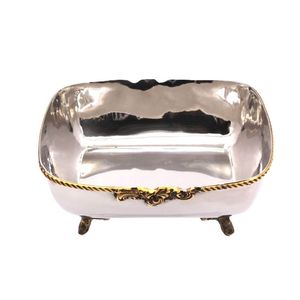 Tazón de Servir Clásico de Metal, 16x9x6.5 Pulgadas, Pulido, Hecho a Mano, Plato Decorativo para Servir Comida en Bodas, Tazones con Pedestal para Uso en la Cena - Product Image 5