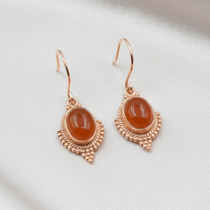 925 Sterling Silver Carnelian <b>Dangle</b> <b>Earrings</b> Vintage Boho Handmade Women Jewelry Rose <b>Gold</b> Yellow <b>Gold</b> Plated Gift For Women UK - Product Image 3