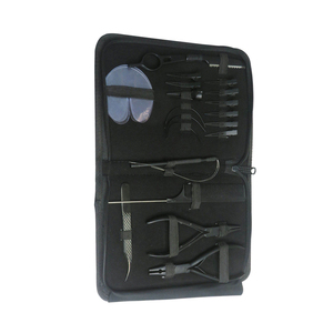 Kit d'outils de pose d'extensions capillaires en gros : Pince à sertir pour micro-anneaux, outil de tirage à boucle, ciseaux de barbier, pinces à aiguilles et peigne à cheveux - Product Image 6