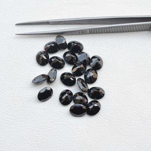 Pierre précieuse ovale facettée en spinelle noir naturel de 9 mm et 11 mm, pierre d'onyx non traitée pour la fabrication de bagues, colliers, bracelets et bijoux - Product Image 1