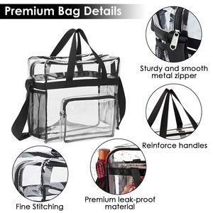 Stadium Approved Clear Crossbody <b>Tote</b> Bag 11LBS Load Transparent Shoulder Pouch See Through <b>Zip</b> Handbag Promotional Product - Product Image 4
