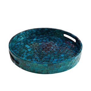 Plateau de service de luxe en nacre, fait main, incrusté de coquillages, plateau décoratif pour la maison, l'hôtel, le restaurant, pour le service et les cadeaux - Product Image 2