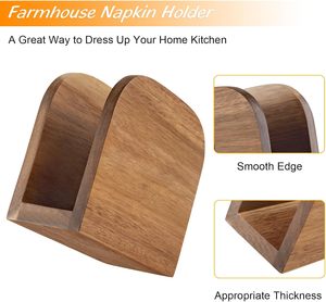 Porta Servilletas de Madera de Acacia para Mesa, Porta Servilletas Verticales de Madera para Cocina, Dispensador de Servilletas de Pie para Cocina y Comedor - Product Image 5