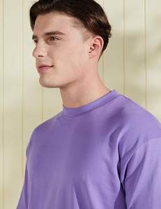 Fashion Wholesale Blank Oversize TShirt High Quality Plus Size Loose Drop Shoulder <b>Purple</b> Color Soft Cotton Plain T-<b>shirt</b> Adults - Product Image 2