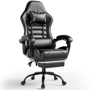 Sedia da gioco ergonomica comoda per adulti e persone pesanti con ruote in pelle traspirante regolabili in altezza per i giochi da scrivania - Product Image 1