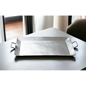 Plateau en métal élégant pour décoration intérieure haut de gamme, plateau en métal de luxe pour le service de café et de boissons, plaqué, Zahid Exports, sûr et fiable. - Product Image 2